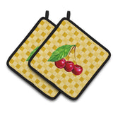 Caroline'S Treasures Cherries On Basketweave Decorated Pot Holder, 7.5Hx7.5W, Multicolor