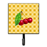 Caroline'S Treasures Cherries On Basketweave Wall Hook, Small, Multicolor