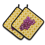 Caroline'S Treasures Grapes On Basketweave Decorated Pot Holder, 7.5Hx7.5W, Multicolor