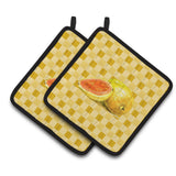 Caroline'S Treasures Guava Sliced And Whole On Basketweave Decorated Pot Holder, 7.5Hx7.5W, Multicolor