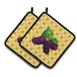 Caroline'S Treasures Mulberries On Basketweave Decorated Pot Holder, 7.5Hx7.5W, Multicolor