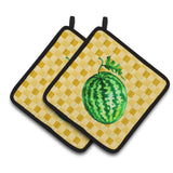 Caroline'S Treasures Whole Watermelon On Basketweave Decorated Pot Holder, 7.5Hx7.5W, Multicolor