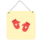 Caroline'S Treasures Oven Mitts On Yellow Metal Print, 6H X 6W, Multicolor