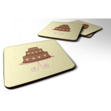 Caroline'S Treasures 3 Tier Heart Chocolate Cake On Yellow Decorative Coasters, 3.5, Multicolor