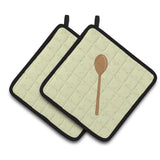 Caroline'S Treasures Wooden Spoon On Green Decorated Pot Holder, 7.5Hx7.5W, Multicolor