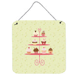Caroline'S Treasures Cupcakes 3 Tier Stand On Green Metal Print, 6H X 6W, Multicolor