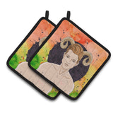 Caroline'S Treasures Aries Zodiac Sign Decorated Pot Holder, 7.5Hx7.5W, Multicolor