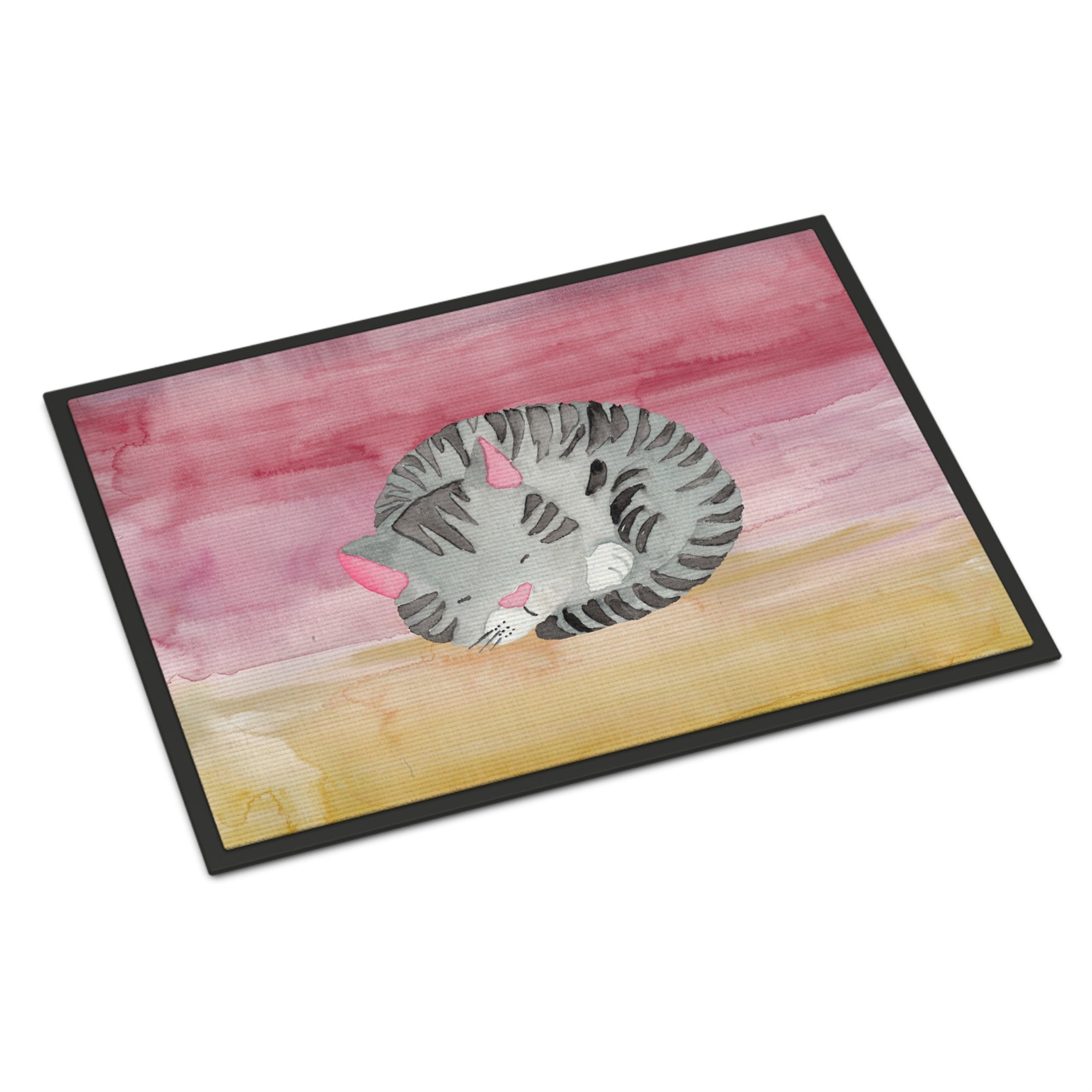 'Caroline'S Treasures Sleeping Grey Cat Watercolor Doormat, 18''''H X 27''''W, Multicolor''