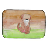 Caroline'S Treasures Dog Green And Brown Watercolor Dish Drying Mat, 14 X 21, Multicolor