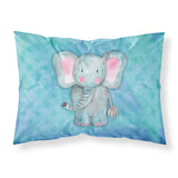 Caroline'S Treasures Blue Elephant Watercolor Printed, Polyester, 250 Thread Count, Envelope Closure Pillowcase, Multicolor