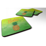 Caroline'S Treasures Bb7451Fc Aloha Pineapple Welcome Foam Set Of 4 Coasters, Multicolor