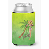 Caroline'S Treasures Bb7452Cc Hello Summer Lady In Swimsuit Can Or Bottle Hugger Cold-Beverage-Koozies, Multicolor