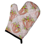 Caroline'S Treasures Tea Cup And Flowers Pink Decorated Oven Mitt, 12 X 8.5, Multicolor