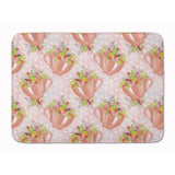 Caroline'S Treasures Tea Cup And Flowers Pink Floor Mat, 19 H X 27 W, Multicolor