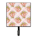 Caroline'S Treasures Tea Cup And Flowers Pink Wall Hook, Small, Multicolor