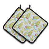 Caroline'S Treasures Christmas Tree And Sleigh Decorated Pot Holder, 7.5 X 7.5, Multicolor
