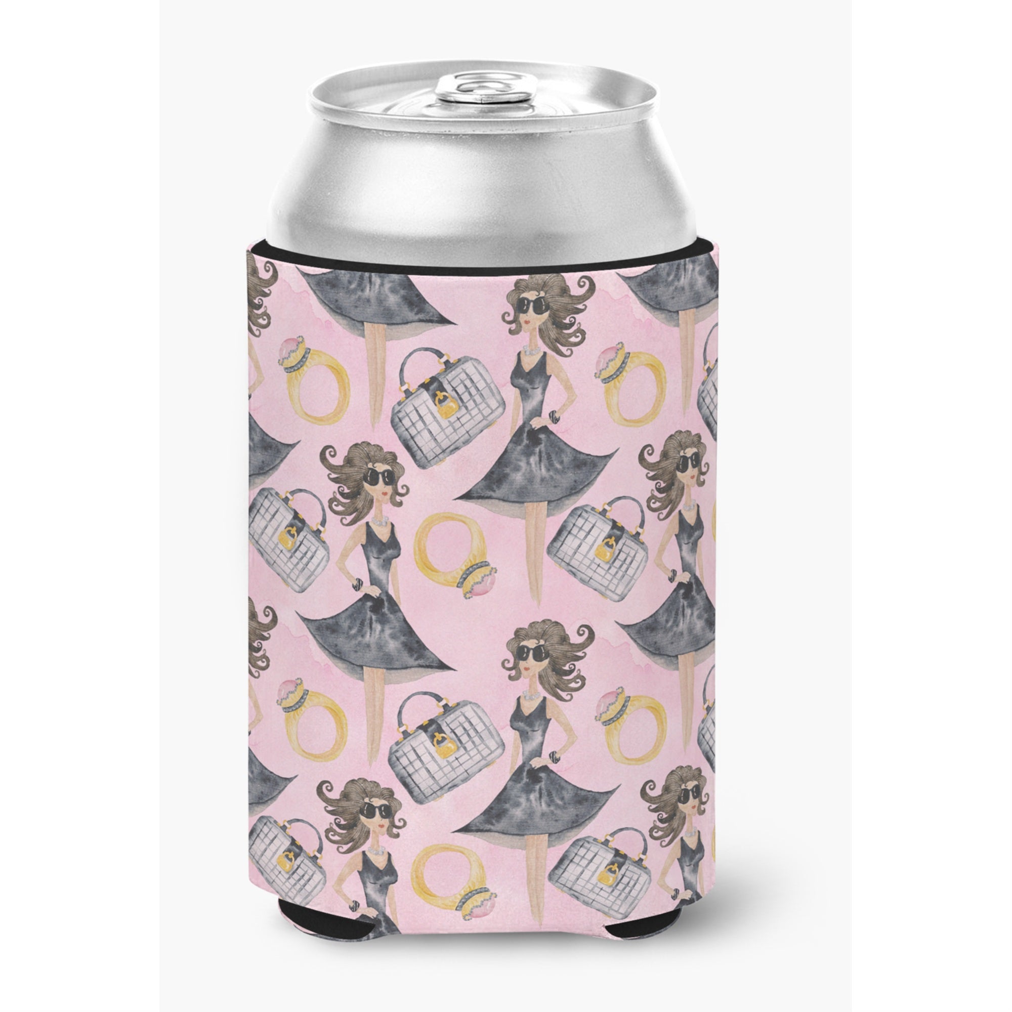 Caroline'S Treasures Watercolor Fashion Diva On Pink Decorative Can Hugger, Multicolor