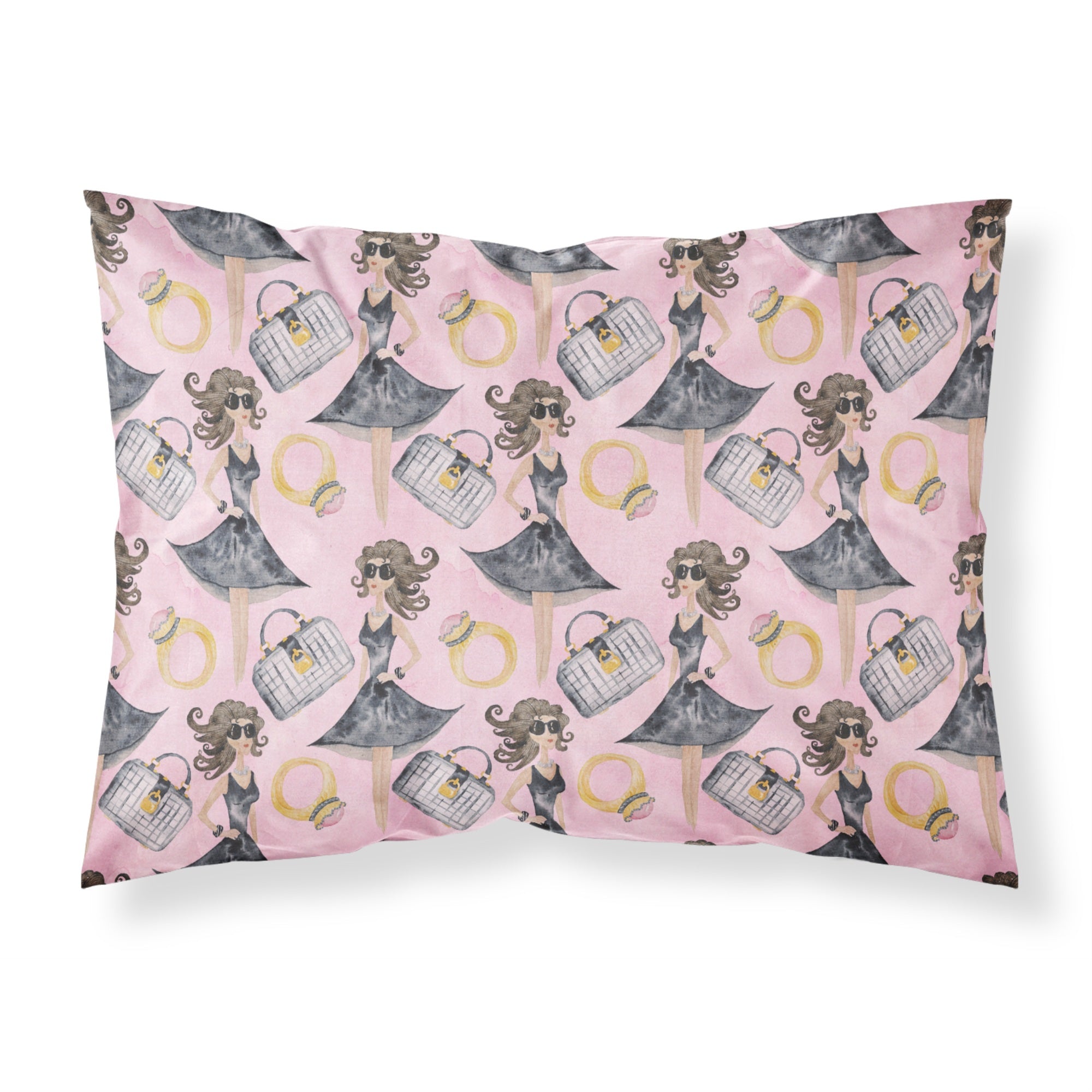 Caroline'S Treasures Watercolor Fashion Diva On Pink Pillowcase, Standard, Multicolor