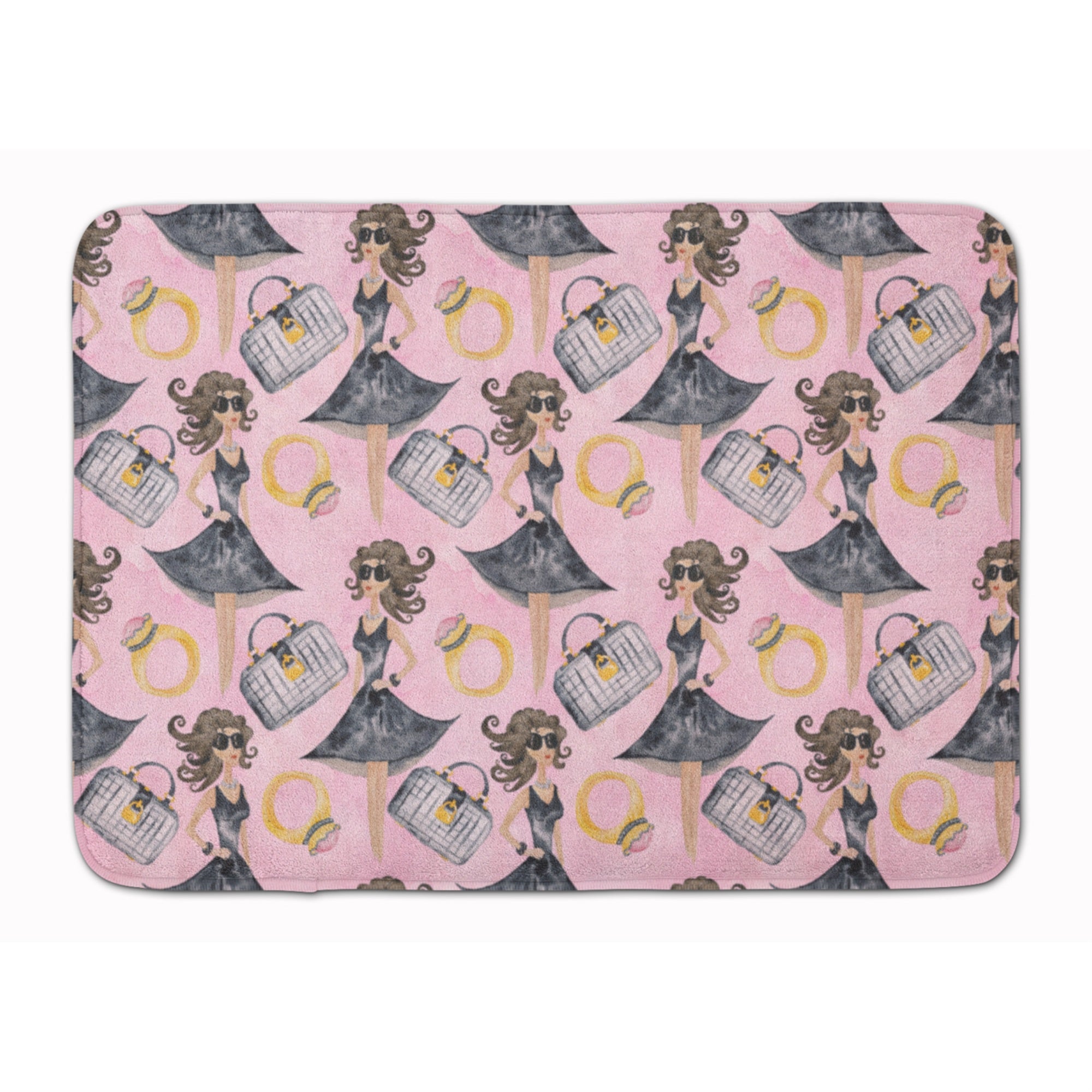 Caroline'S Treasures Watercolor Fashion Diva On Pink Floor Mat, 19 H X 27 W, Multicolor