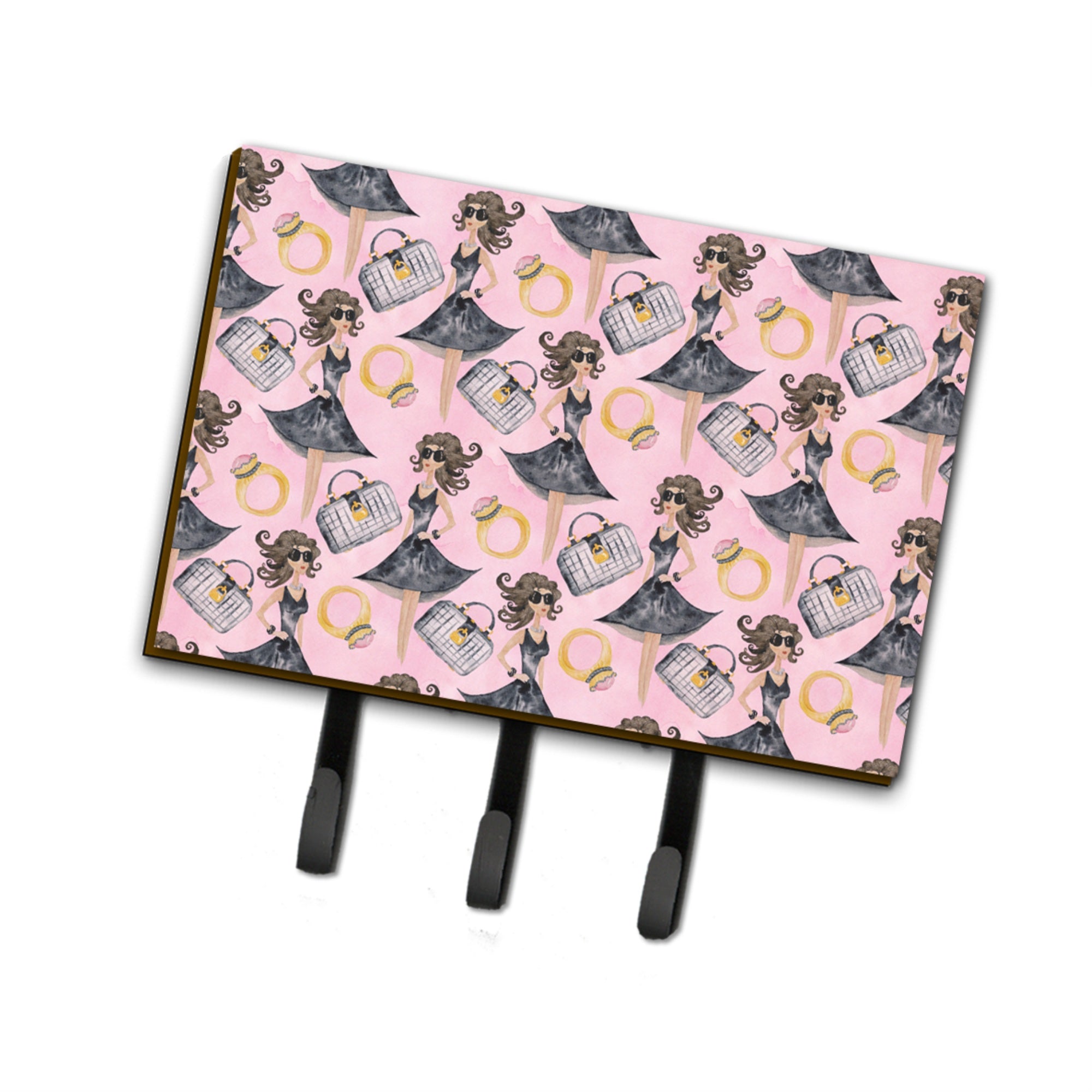 Caroline'S Treasures Watercolor Fashion Diva On Pink Wall Hook, Triple, Multicolor