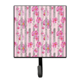 Caroline'S Treasures Watercolor Pink Flowers Grey Stripes Wall Hook, Small, Multicolor
