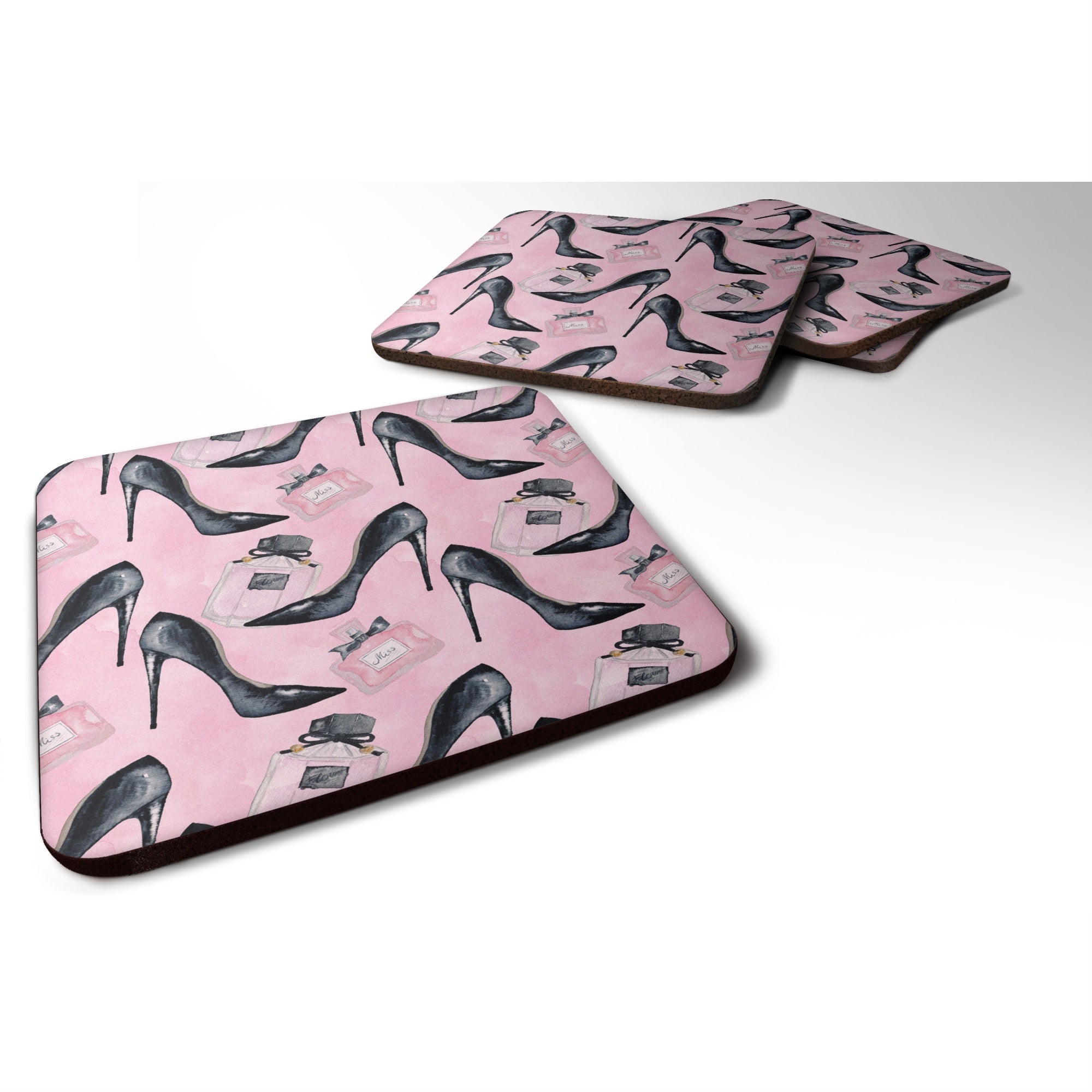 Caroline'S Treasures Fashion Diva Shoes And Perfume Decorative Coasters, 3.5, Multicolor