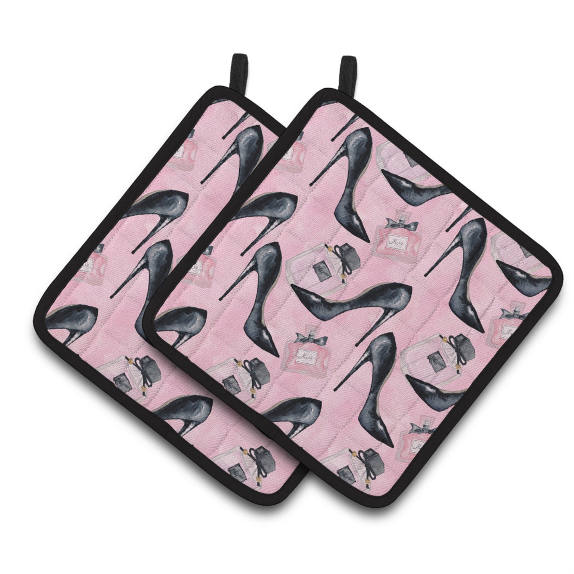 Caroline'S Treasures Fashion Diva Shoes And Perfume Decorated Pot Holder, 7.5 X 7.5, Multicolor
