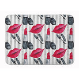 Caroline'S Treasures Watercolor Lipstick And Grey Stripes Floor Mat, 19 H X 27 W, Multicolor