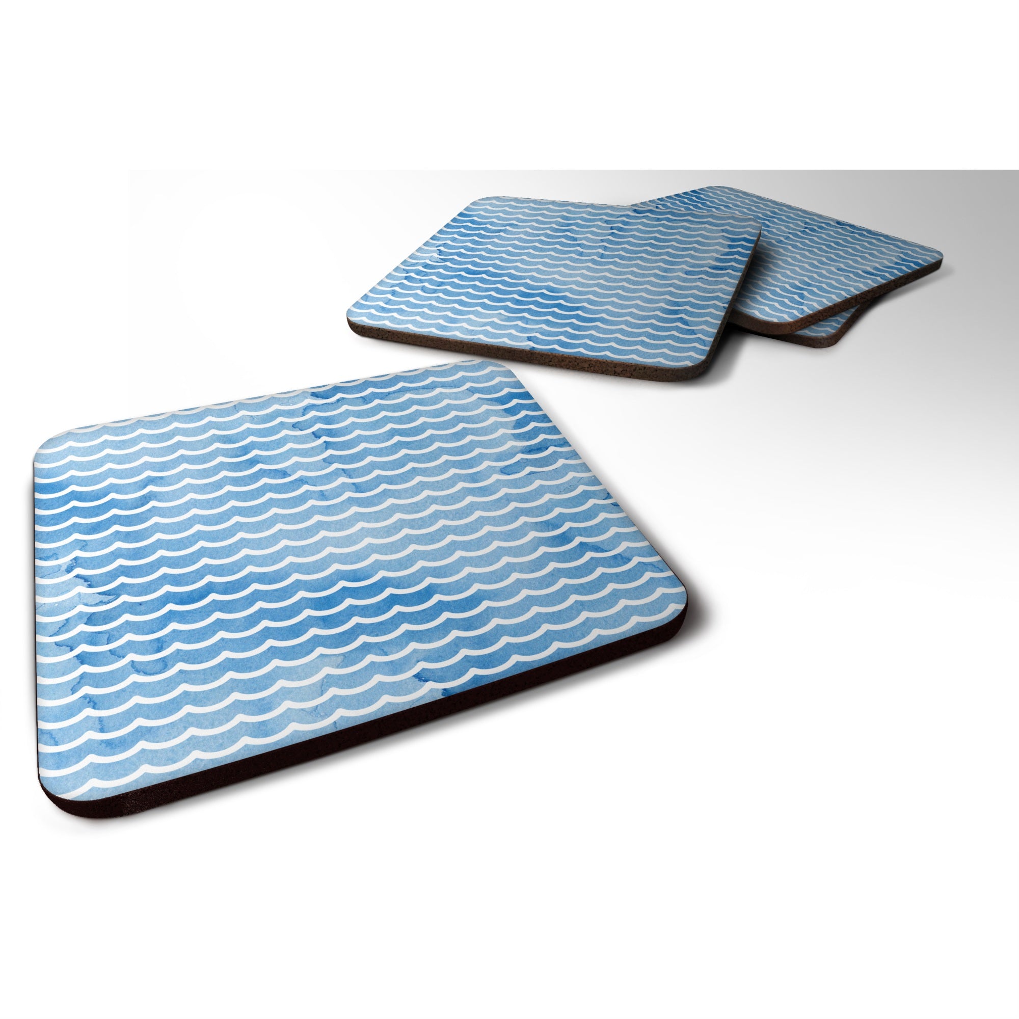 Caroline'S Treasures Beach Watercolor Waves Decorative Coasters, 3.5, Multicolor