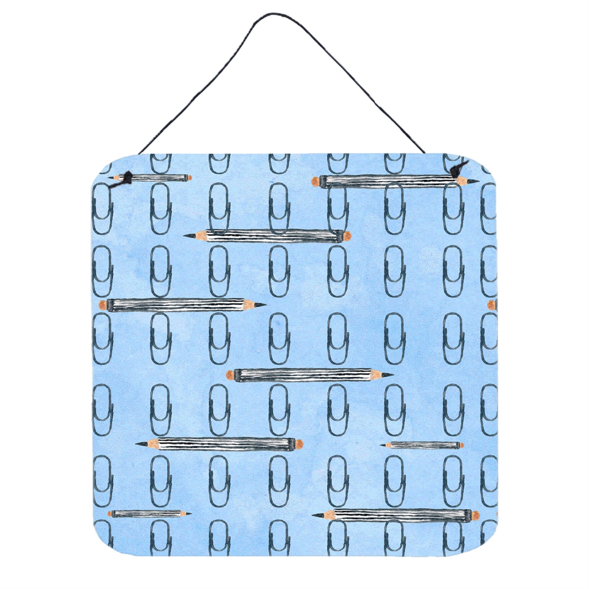 Caroline'S Treasures Watercolor Organized Paper Clips Blue Metal Print, 6 H X 6 W, Multicolor