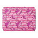 Caroline'S Treasures Watercolor Hot Pink Striped Hearts Floor Mat, 19 H X 27 W, Multicolor