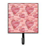 Caroline'S Treasures Watercolor Red Striped Hearts Wall Hook, Small, Multicolor