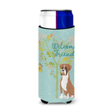 Caroline'S Treasures Welcome Friends Flashy Fawn Boxer Decorative Can Hugger, Multicolor