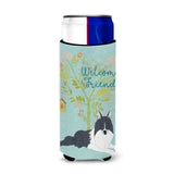 Caroline'S Treasures Welcome Friends Black White Collie Decorative Can Hugger, Multicolor