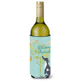 Caroline'S Treasures Welcome Friends Black White Greyhound Decorative Bottle Hugger, 750 Ml, Multicolor