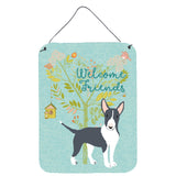 Caroline'S Treasures Welcome Friends Black Bull Terrier Metal Print, 16H X 12W, Multicolor