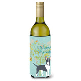 Caroline'S Treasures Welcome Friends Black Bull Terrier Decorative Bottle Hugger, 750 Ml, Multicolor