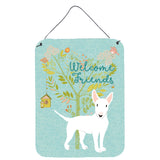 Caroline'S Treasures Welcome Friends White Bull Terrier Metal Print, 16H X 12W, Multicolor