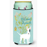 Caroline'S Treasures Welcome Friends White Patched Bull Terrier Decorative Can Hugger, Tall Boy, Multicolor