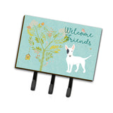 Caroline'S Treasures Welcome Friends White Patched Bull Terrier Wall Hook, Triple, Multicolor