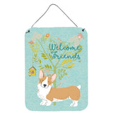 Caroline'S Treasures Friends Welcome Pembroke Welsh Corgi Red Metal Print, 16H X 12W, Multicolor