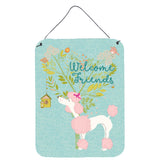 Caroline'S Treasures Welcome Friends Pink Poodle Metal Print, 16H X 12W, Multicolor
