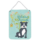 Caroline'S Treasures Welcome Friends Black Staffie Metal Print, 16H X 12W, Multicolor