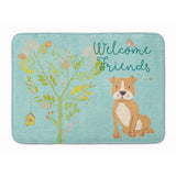 Caroline'S Treasures Welcome Friends Brown Staffie Floor Mat, 19Hx27W, Multicolor