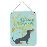 Caroline'S Treasures Welcome Friends Black Tan Dachshund Metal Print, 16H X 12W, Multicolor