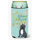 Caroline'S Treasures Welcome Friends Black French Bulldog Decorative Can Hugger, Tall Boy, Multicolor