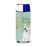 Caroline'S Treasures Welcome Friends Piebald French Bulldog Decorative Can Hugger, Multicolor