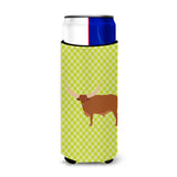 Caroline'S Treasures Ankole-Watusu Cow Green Decorative Can Hugger, Slim, Multicolor