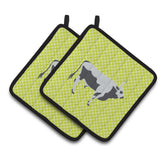 Caroline'S Treasures Hungarian Grey Steppe Cow Green Decorated Pot Holder, 7.5 X 7.5
