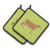 Caroline'S Treasures Jersey Cow Green Decorated Pot Holder, 7.5 X 7.5